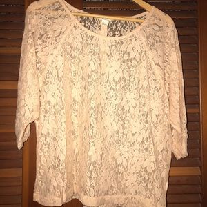 Blush/pink mesh floral top